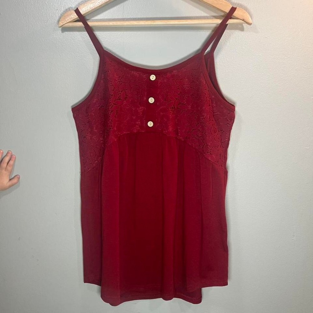 Kikiberry‎ Red Babydoll Lace Y2K Spaghetti Strap Tank
